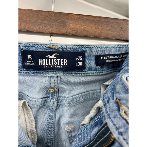 Hollister Distressed Jeans Curvy High Rise Super Skinny Junior's Size 1R - Picture 3 of 5